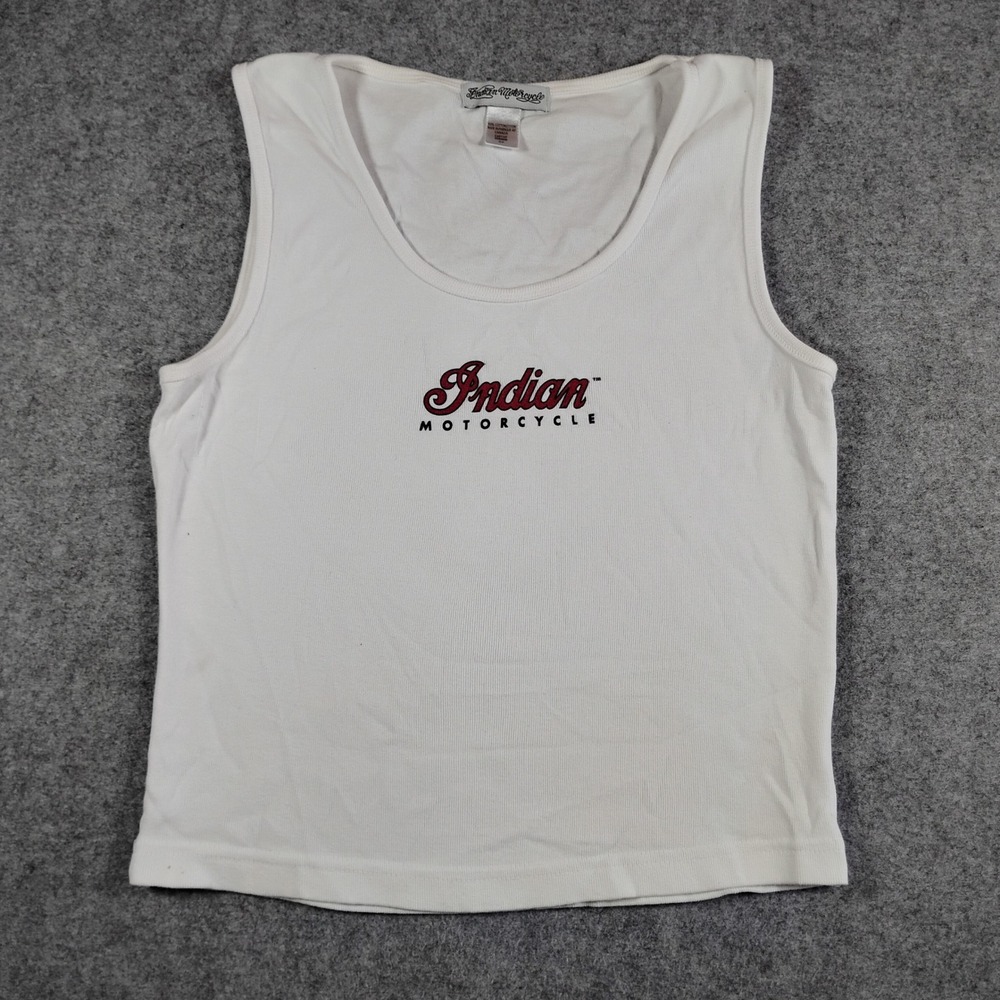 Indian Motorcycle Womens White Ribbed Graphic Tank Top Small Canada Made